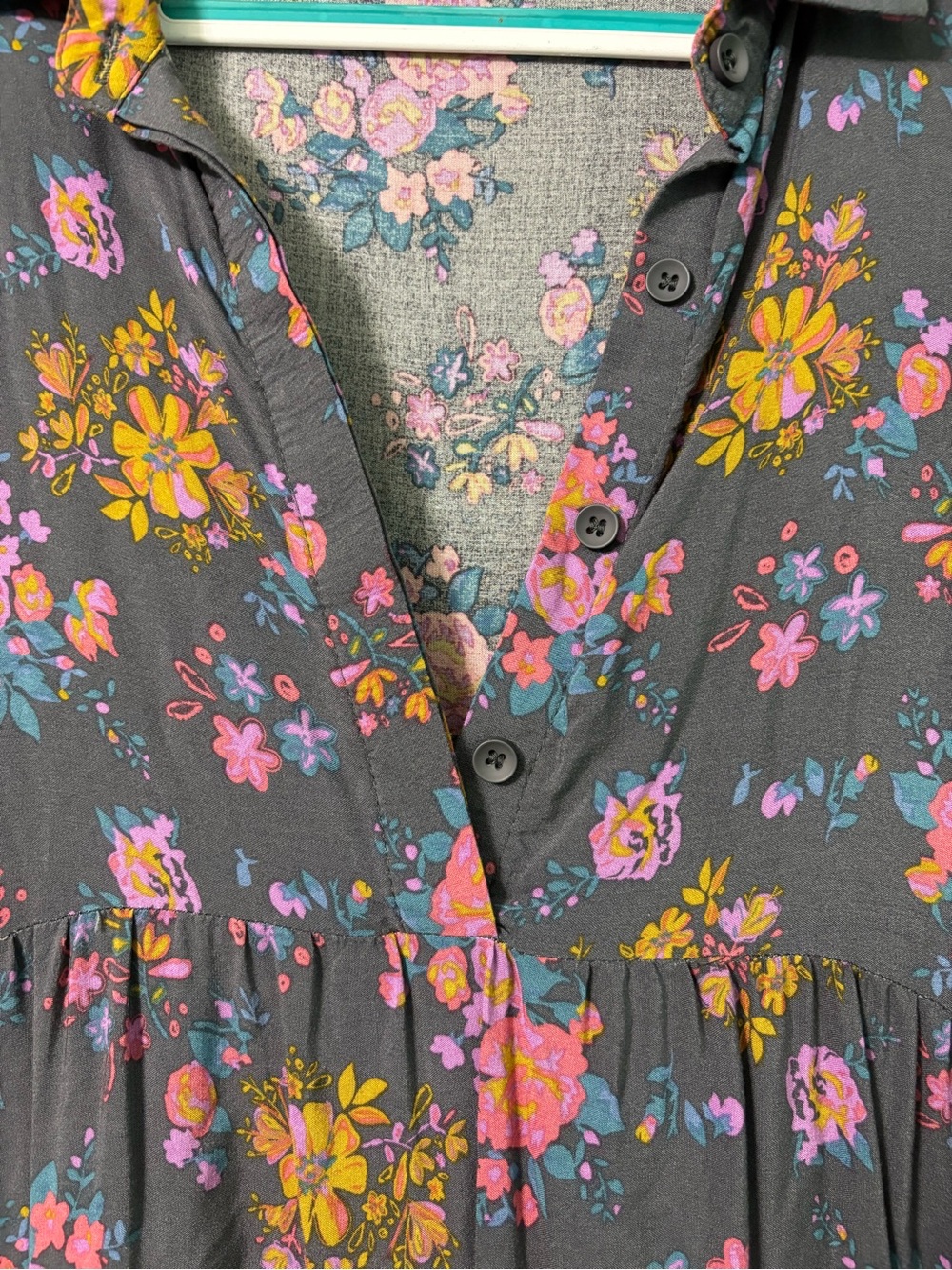 NATURAL LIFE Charcoal Gray Midi Dress with Pink & Mustard Floral Print - Picture 5 of 13